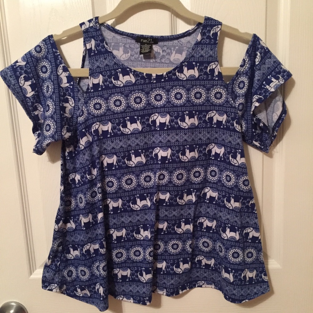 Blue Elephant, split sleeve blouse.